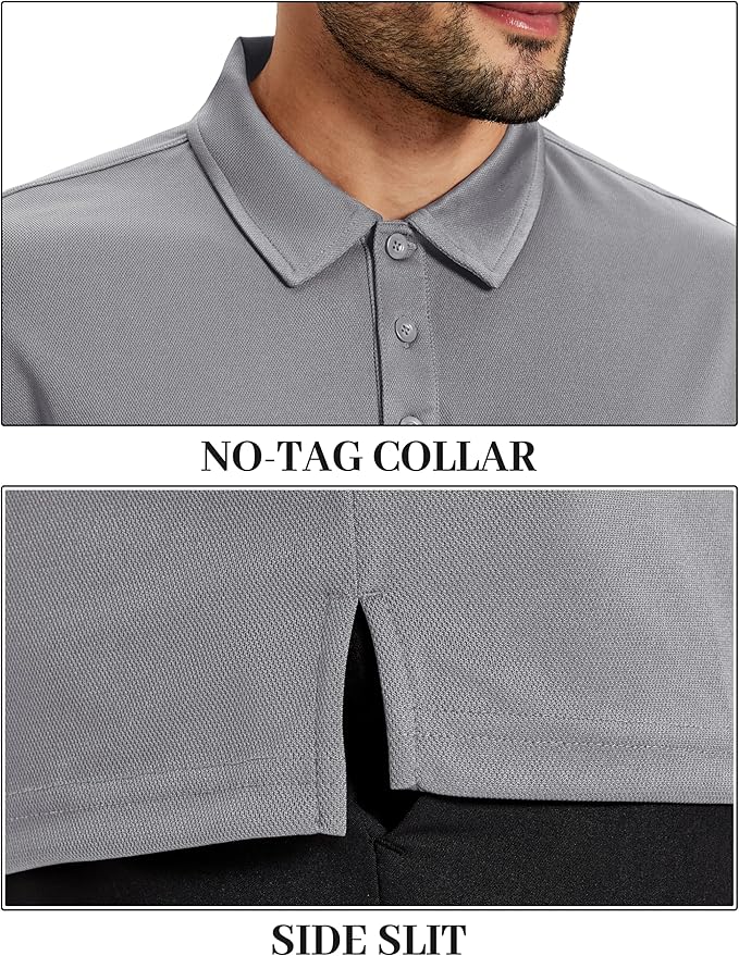TACVASEN Mens Polo Shirts Short Sleeve Dry Fit Performance Breathable Golf Shirt with Collar Tennis Casual Business Work