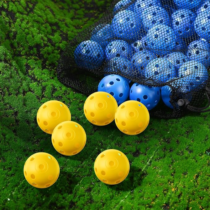 80 Pack Practice Golf Balls Limited Flight 42 mm Golf Training Airflow Hollow Plastic Ball for Women Men Indoor Outdoor Driving Range Swing Practice Home