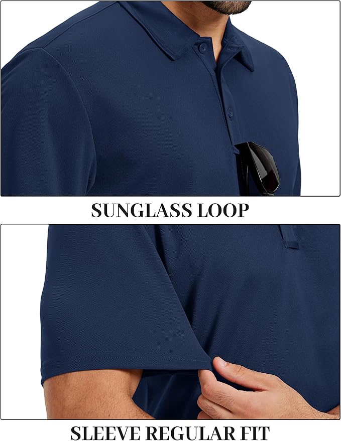 TACVASEN Mens Polo Shirts Short Sleeve Dry Fit Performance Breathable Golf Shirt with Collar Tennis Casual Business Work