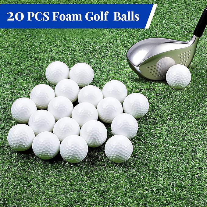 20 Pack Practice Golf Balls,41mm Foam Golf Balls,Limited Flight Design with Realistic Feel Durability,Perfect for Indoor or Outdoor Golf Training,Backyard Drills