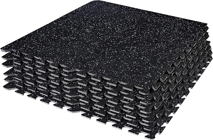Sivan Fitness 1/2" Thick Rubber Top High-Density EVA Foam Gym Flooring for Home Gym - 48 Sq Ft Exercise Mat Tiles for Workout, Yoga, MMA, Heavy Exercise Equipment Mat - 12 Interlocking Gym Floor Mat