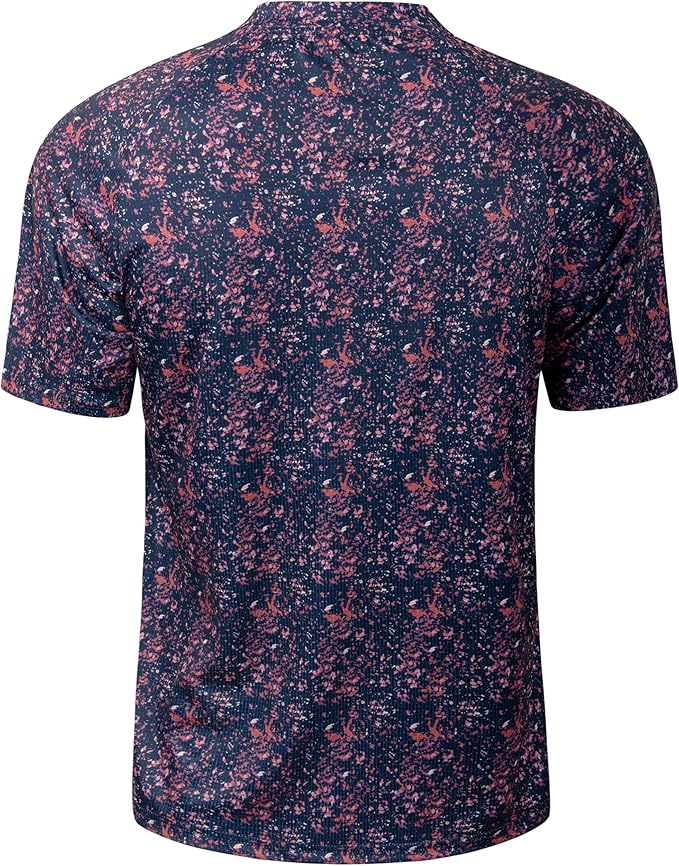 TAPULCO Mens Collarless Golf Shirts Short Sleeve Dry Fit Stretch Casual Breathable Lightweight Tshirts