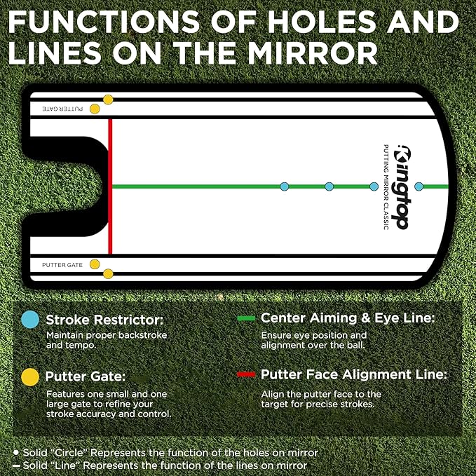 KINGTOP Golf Putting Mirror - Alignment Putting Training Aids for Consistency & Accuracy - Ideal for Indoor | Outdoor Practice, with Carry Bag and Golf Tees