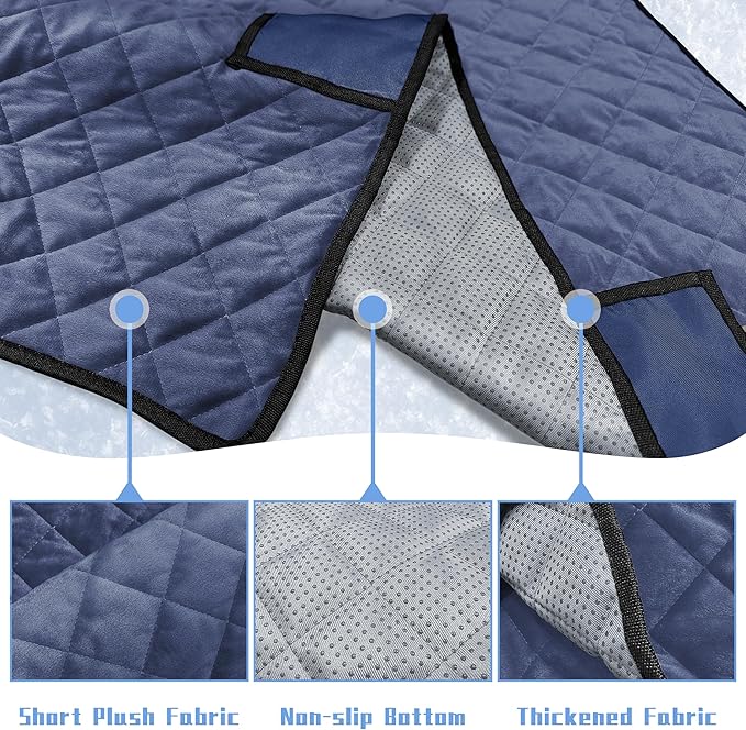 YOKYHOM Golf Cart Seat Covers with 4 Front Pockets, Thick and Non-Slip Golf Cart Seat Towel Blanket, Fits for EZGO, Yamaha, Club Car and More 2 Seats Golf Carts, Navy Blue