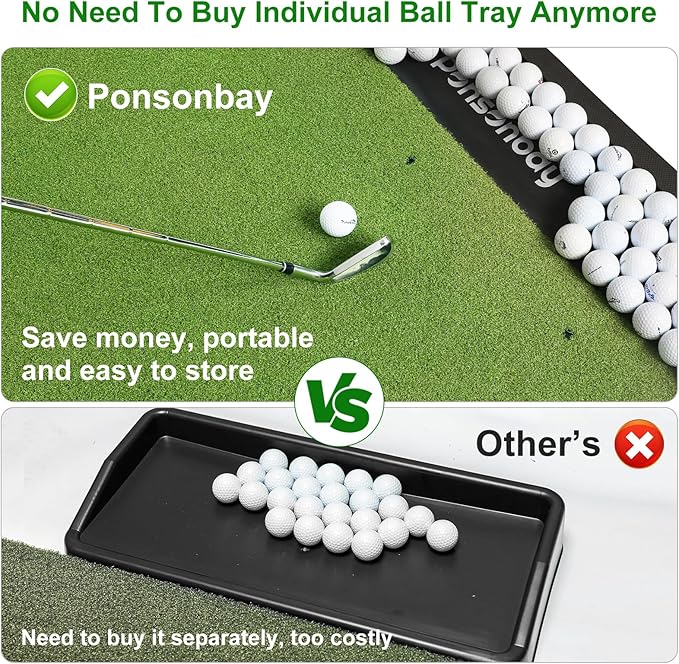 Integrated 5x4ft 6x4ft & 6x5ft 26mm-31mm Golf Mat with Ball Tray, Thickening Golf Mats Practice Outdoor & Indoor Artificial Turf Matt with 3 Tees