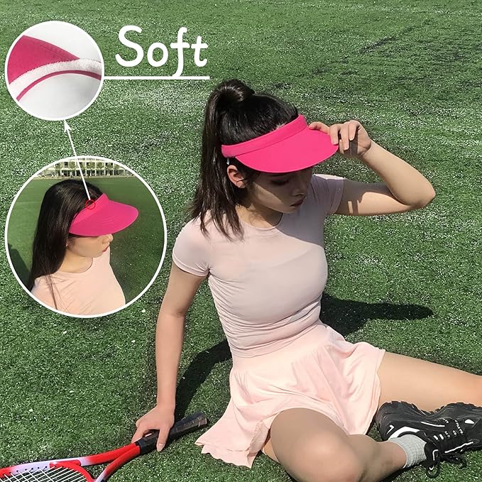 2 Pack Visor Women Men Sun Hat Clip On Visors Adjustable Sport Wide Brim Cap