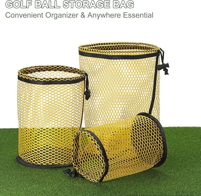 Golf Ball Storage Bag Nylon Mesh Golf Pouch with Adjustable Drawstring Closure for Balls Outdoor Sports Supplies