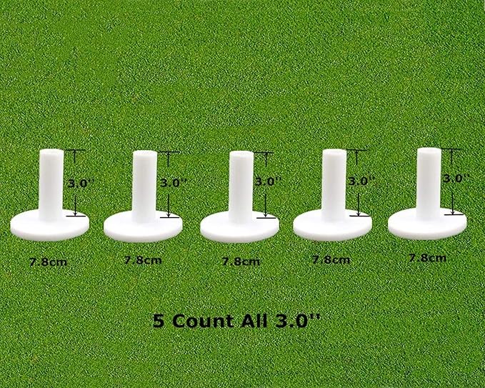 FINGER TEN Golf Rubber Tees Driving Range Value 5 Pack, Mixed Size or 5 Same Size for Practice Mat