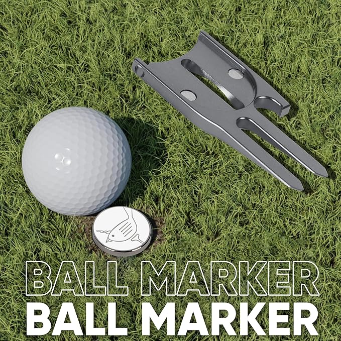 Birdicorn Golf Divot Repair Tool & Golf Ball Marker 6-in-1 Golf Divot Tool