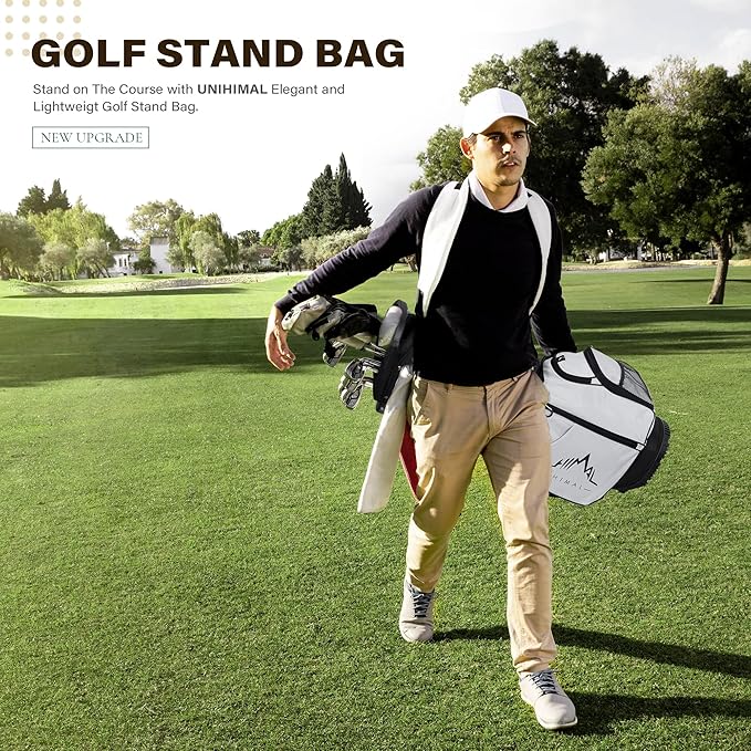 Golf Stand Bag with 7 Way Top Dividers, Lightweight Golf Bags for Men Women with Multiple Pockets, Dual Straps