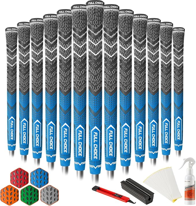 Cross Corded Golf Grips 13 Pack, Low Taper Design, Choose from 13 Grips or 13 Grips with All Kits, 3 Sizes 5 Colors Options, Multi-compound Hybrid Golf Club Grips, CG01 Series