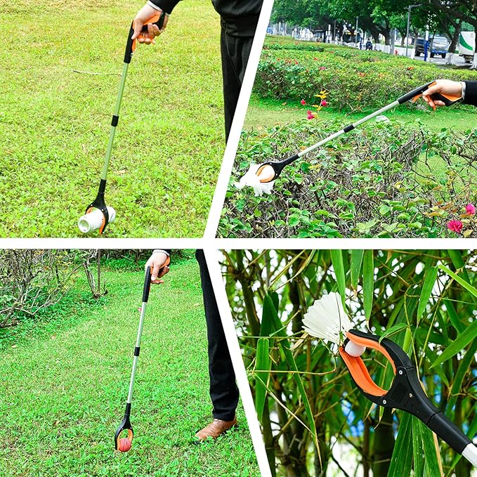 6 Pack Grabber Reacher Tool,32 Inch Foldable Reacher Grabber Pickup Tool with Strong Grip Magnetic,360°Rotating Anti-Slip Jaw,Trash Claw Grabber Tool,Grabbers for Seniors for Outdoor & Indoor (Orange)