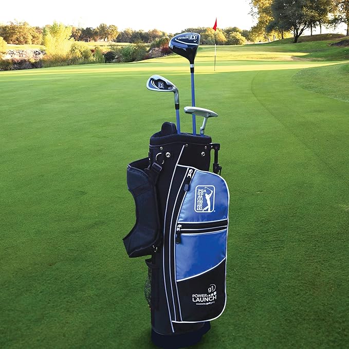 PGA Tour Youth Golf Club Set for Ages 8-12 (4’8”-5’2”) and 12+ (5’2”+), Right and Left-Handed Kids Golf Sets – Beginner Junior Golf Clubs with Lightweight Stand Bag, Mallet Putter, Hybrid, Driver
