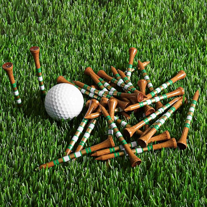 FINGER TEN Golf Tees Wood for Men Wooden Tee 1 1/2 2 3/4 3 1/4 Inch Western Birch Value 100 Pack, Reduce Friction Spin Tall Sturdy Base for Stability Long-Lasting Durability