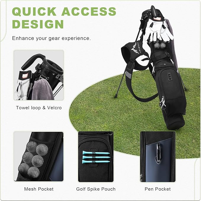 Golf Lightweight Stand Carry Bag– Easy to Carry and Durable Pitch n Putt Golf Bag for The Driving Range, Par 3 and Executive Courses，Fits Up to 5-6 Clubs