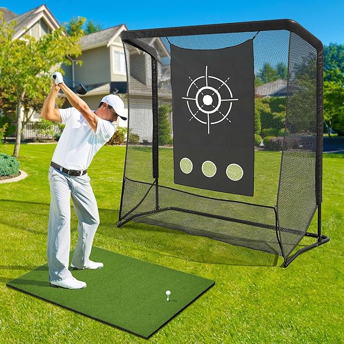 Golf Hitting Net, 10x7ft & 7x7ft Golf Practice Nets for Backyard Driving Chipping, Portable Heavy Duty Golf Impact Nets with Steel Frame, Indoor and Outdoor
