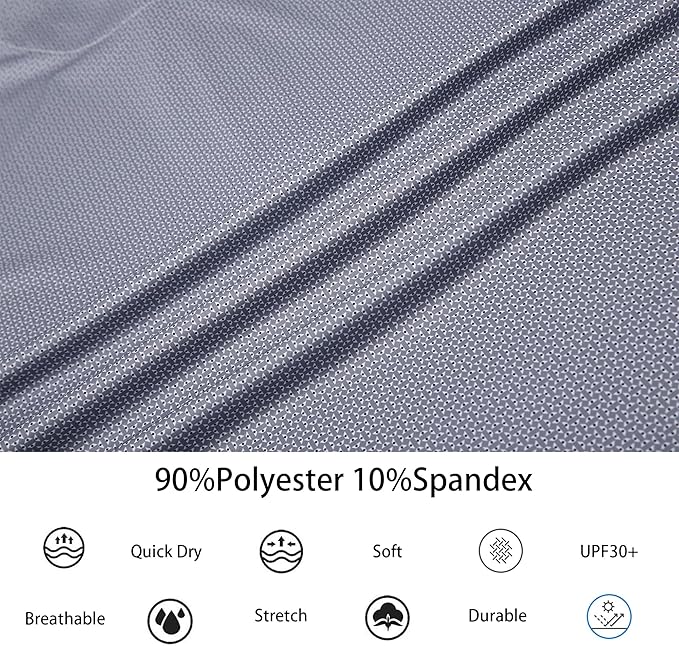 Alex Vando Mens Golf Shirt Moisture Wicking Classic Print Golf Shirts for Men