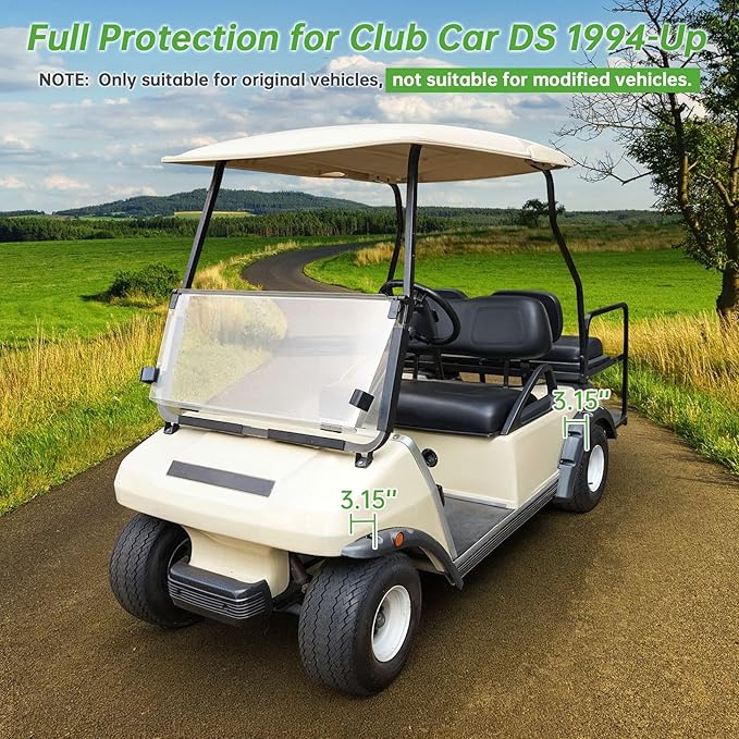 10L0L 4PCS Golf Cart Fender Flares for Yamaha G29, EZGO TXT/RXV, Club Car DS/Precedent - Heavy Duty ABS Plastic Mud Guards with Reflectors & Stainless Steel Hardware