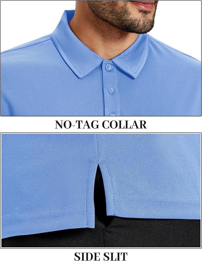 TACVASEN Mens Polo Shirts Short Sleeve Dry Fit Performance Breathable Golf Shirt with Collar Tennis Casual Business Work