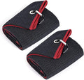 Mile High Life Tri-fold Golf Towel | 16" X 24" | Premium Microfiber Fabric | Waffle Pattern | w Heavy Duty Carabiner Clip | for Men and Women (2 Pack Black/Red)