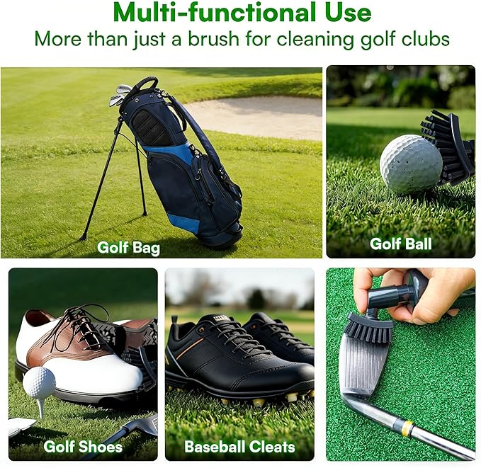 Golf Club Brush with Magnetic Clip & Water Sprayer - 5oz Capacity, Stiff Bristles for Deep Cleaning, Silicone Hose & Gravity Ball for Easy Use on Course