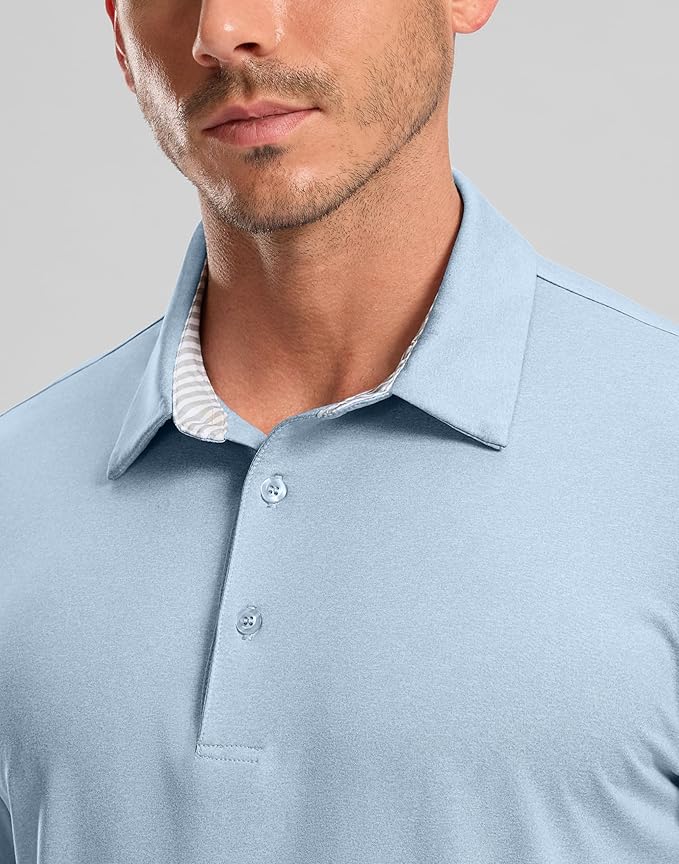 Golf Shirts Heather Polo Short Sleeve Dry Fit Lightweight Moisture Wicking Collared Shirts Casual Athletic Business
