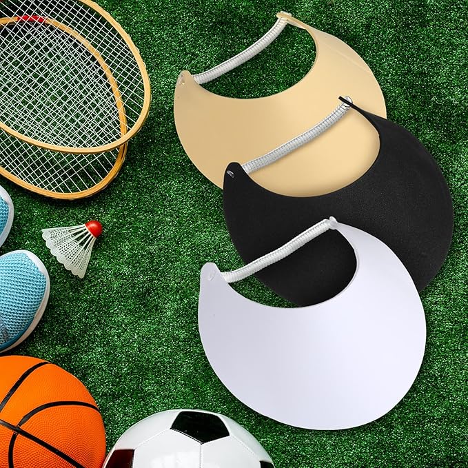 Vabean 3 Pcs Sun Visors for Women Solid String Sun Hat Fabric Foam Adjustable Soft Womens Golf Tennis Visor