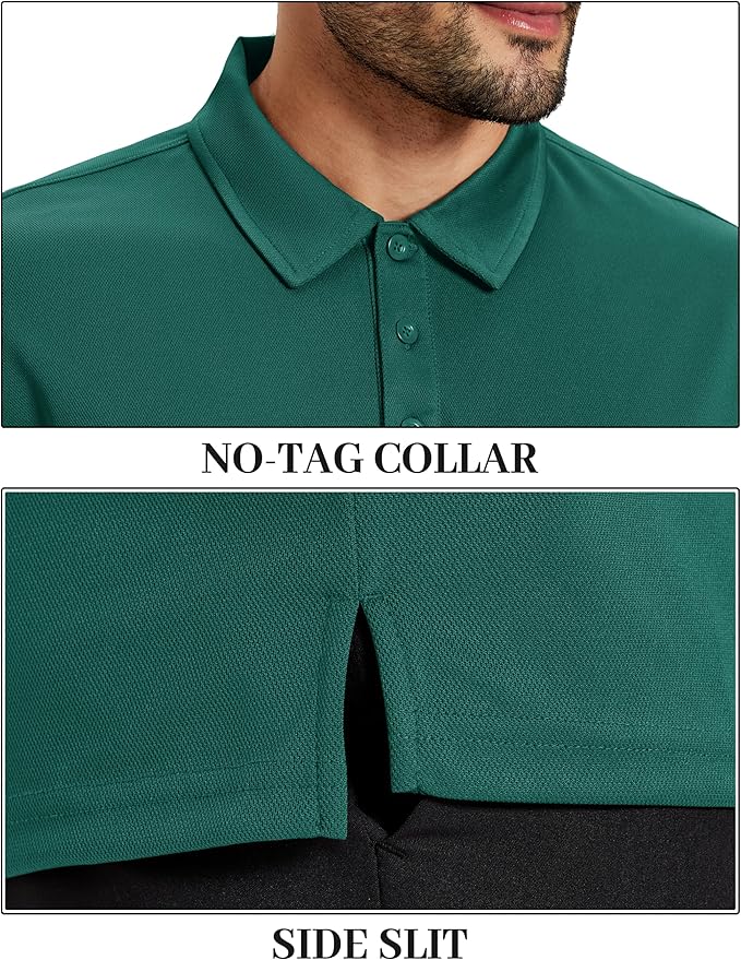 TACVASEN Mens Polo Shirts Short Sleeve Dry Fit Performance Breathable Golf Shirt with Collar Tennis Casual Business Work
