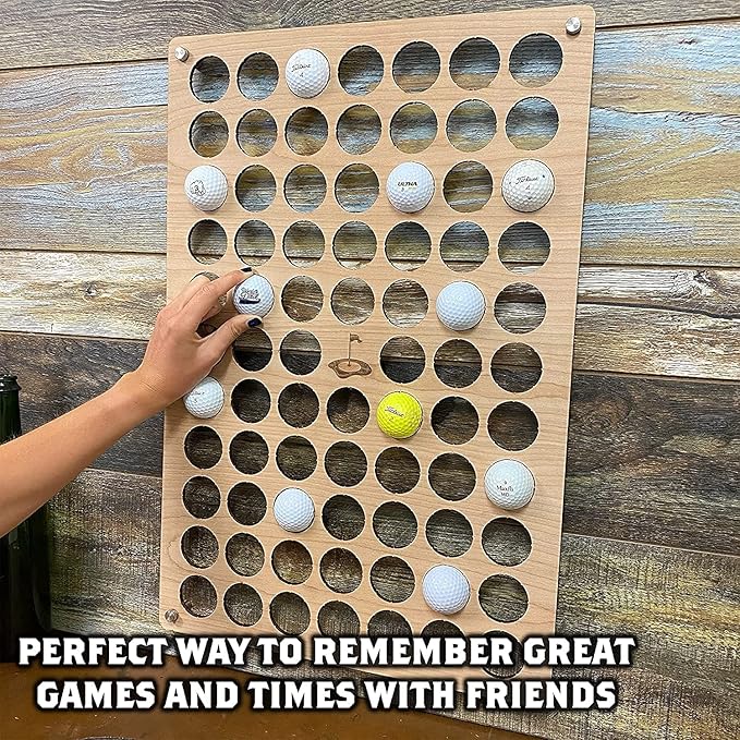 Torched Golf Ball Display Holder Collector’s Case Holds 72 Golf Balls Wall Mount Decor, Golf Lovers Gift for Men, Customizable