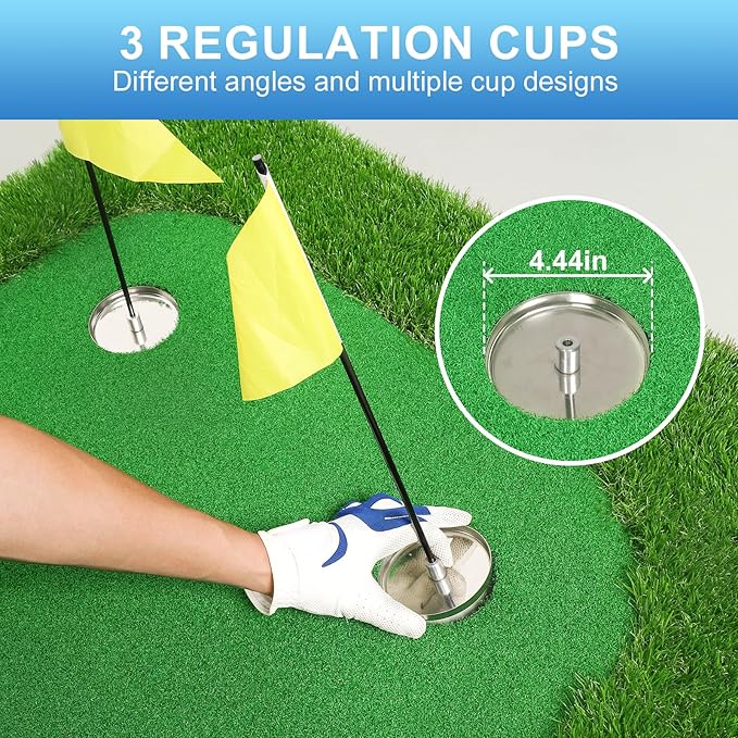 Golf Putting Green Indoor 3.3x10 Ft Large Golf Putting Mat Professional Artificial Grass Turf Practice Mat with Sand Pit for Home, Office & Outdoor