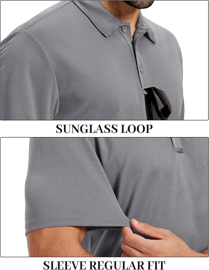 TACVASEN Mens Polo Shirts Short Sleeve Dry Fit Performance Breathable Golf Shirt with Collar Tennis Casual Business Work