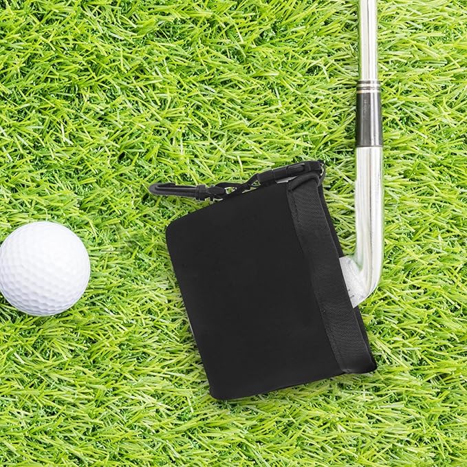 Mikinona Portable Golf Club Cleaning Pouch with Detachable Clip Fabric Liner Golf Ball Bag for Club Face Maintenance and Outdoor Use