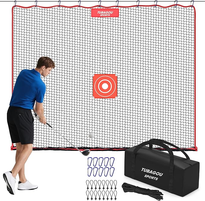 Golf Practice Net, Heavy-Duty Multi Sports Netting Barrier 10FT | 15FT |20FT |25FT Golf Hitting Net for Garage, Ideal for Backyard with Baseball, Softball, Hockey, Soccer and More