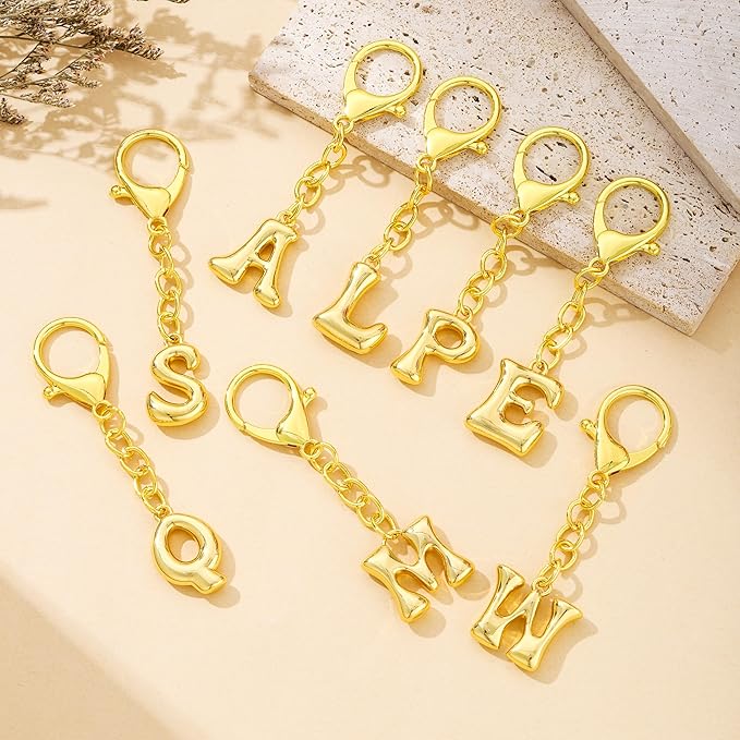 Bubble Gold Letter Bag Charms for Women, Cute Initial Keychain for Handbags, Purse Charms Birthday Christmas Gifts