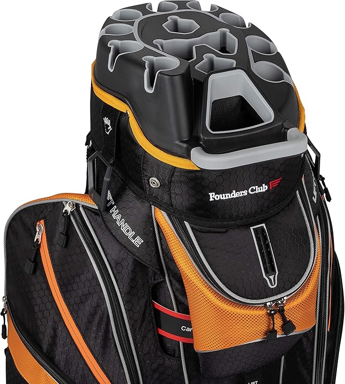 Founders Club 3rd Generation Club Lock Organizer Golf Cart Bag with 14 Way Anti Rattle Divider Top- Free Snap On Rain Hood-Full Length Dividers