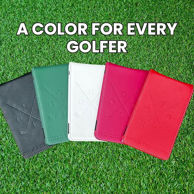 Golf Notebook – Compact Golf Journal with Vegan Leather Cover – Back Pocket Size Golf Log Book for Yardage, Stats, Practice & Course Notes (Pink)