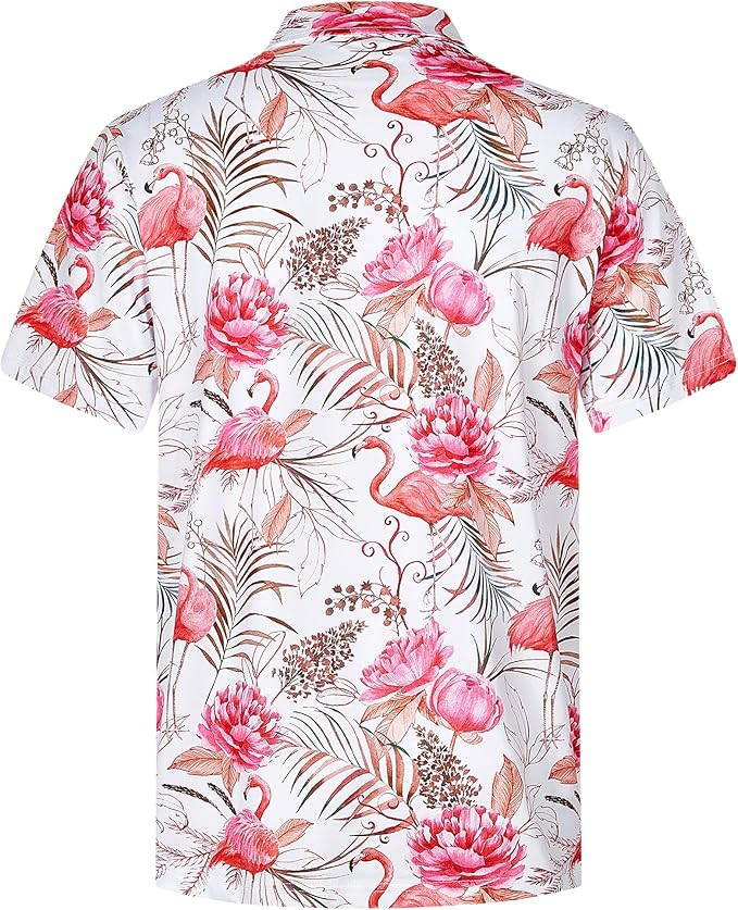 zeetoo Men's Polo Shirts Hawaiian Golf Polos Shirts Short Sleeve Performance Moisture Wicking Mens Golf Shirts