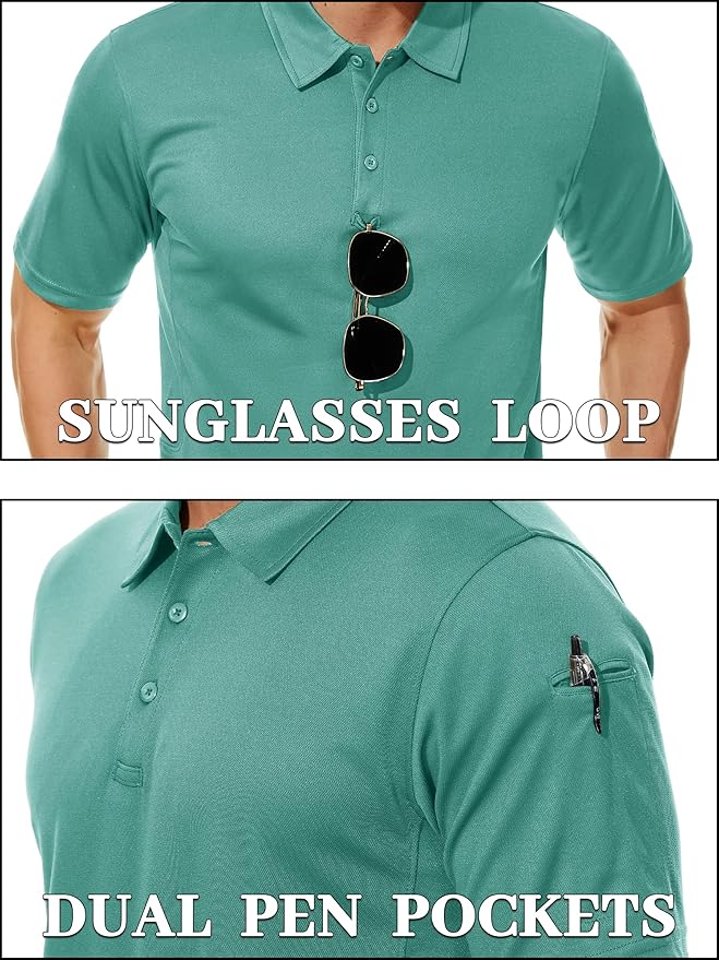 TACVASEN Mens Polo Shirt Short Sleeve Tactical Performance Collared Work Golf Shirts Dry Fit Pique Polos for Summer