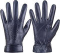 Genuine Sheepskin Leather Gloves for Men, Soft Cashmere Winter Warm Touch Screen Gloves Motorcycle Driving Gloves