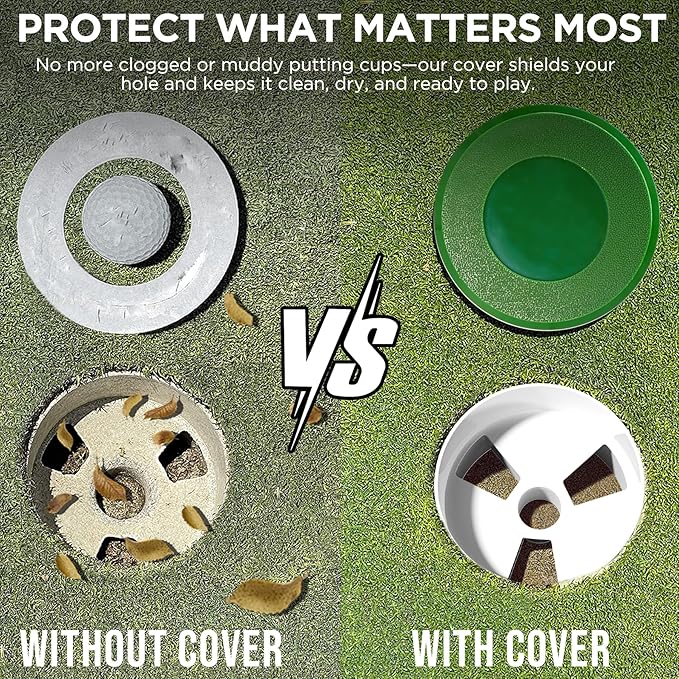 KINGTOP Golf Hole Cup Cover – Fits Standard 4.25" Aluminum & Plastic Golf Cups – Convert Backyard Practice Putting Green to Multi-Use Space