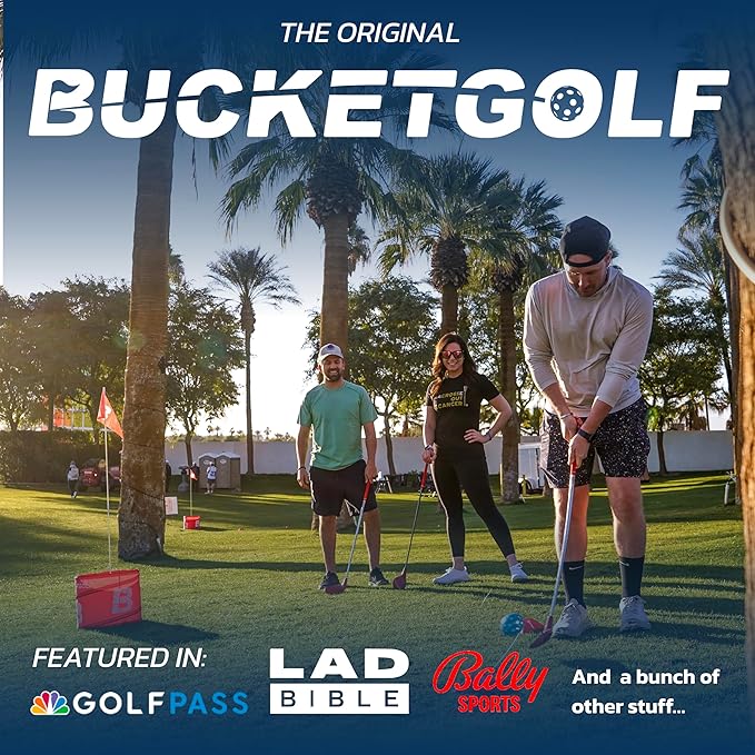 bucketgolf Original Game 3-Hole Travel Set – #1 Backyard Golf Game for Adults. Ideal for Yard, Beach, Park, Camping, and Outdoor Fun
