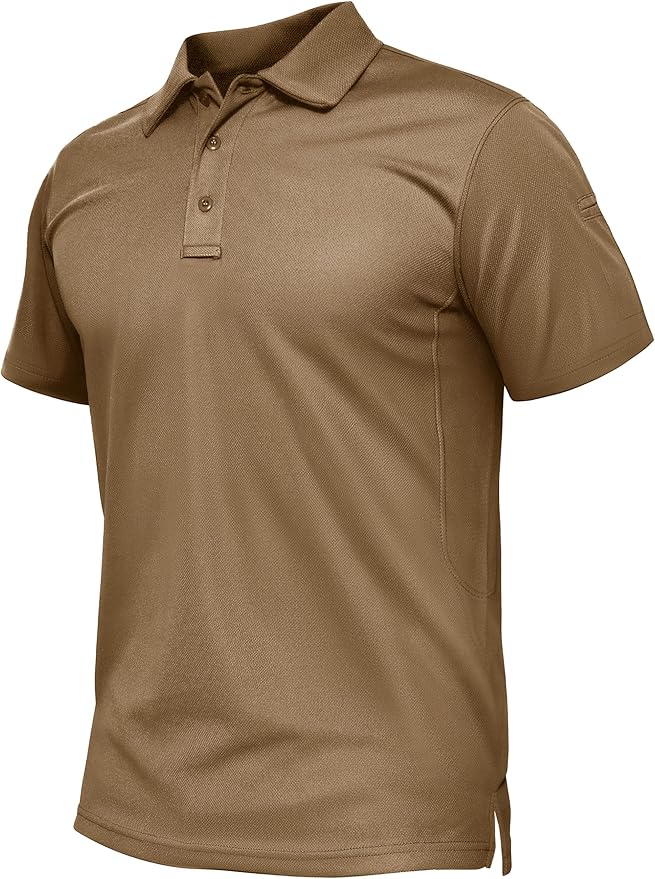 TACVASEN Mens Polo Shirt Short Sleeve Tactical Performance Collared Work Golf Shirts Dry Fit Pique Polos for Summer
