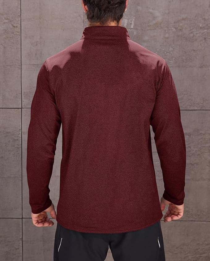 KEFITEVD Men's Quarter Zip Pullover Fleece Lined Long Sleeve Golf Shirt 1/4 Zip Sweatshirts Thermal Winter Sweaters