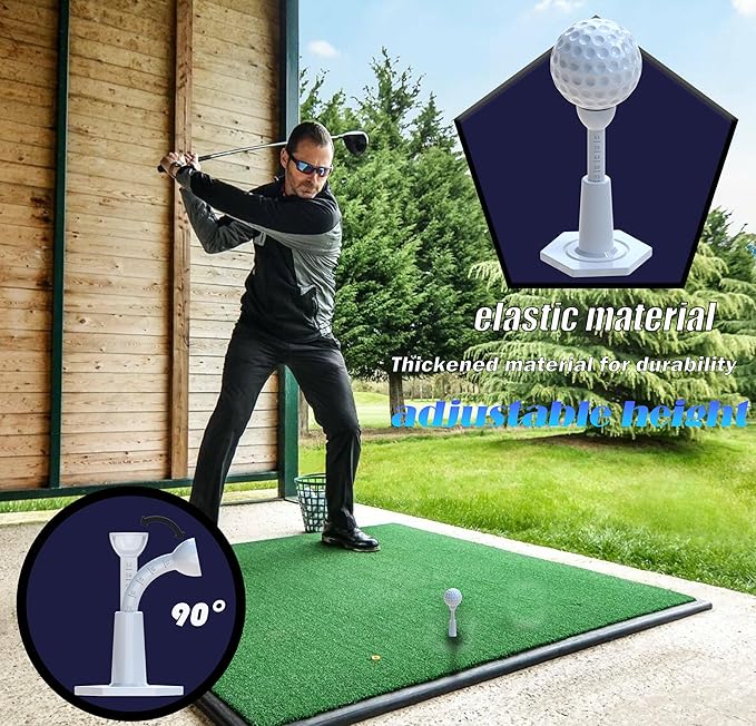 Adjustable Unbreakable Golf Tee，Rubber Golf Tees for Mats，Driving Range Tee，Flight Path Golf Simulator Accessories，3.9 Inch and 2.8 Inch ，Reusable Home Golf Tees （2 Pack Blue+2 high Struts）