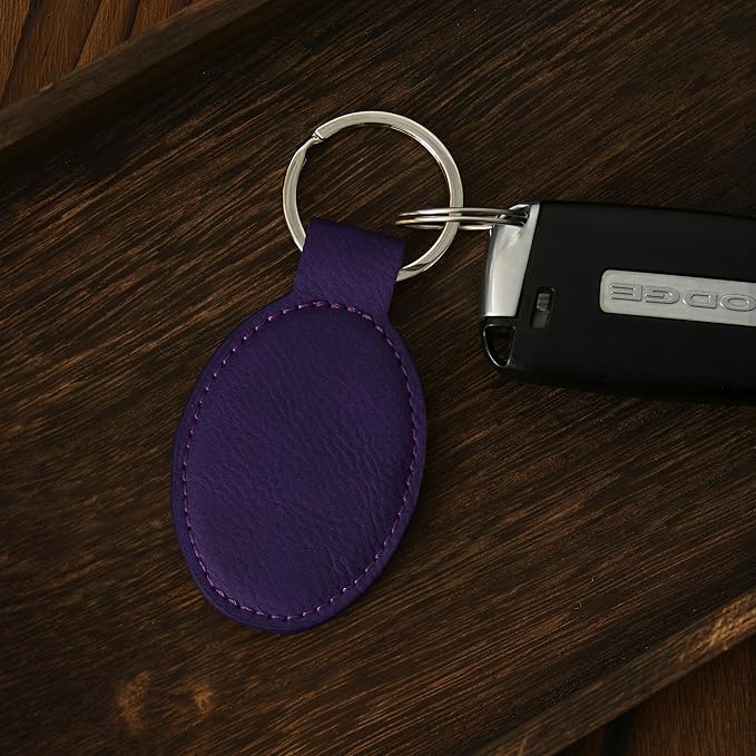 LaserGram Oval Keychain, Golf Ball, Personalized Engraving Included (Dark Purple)