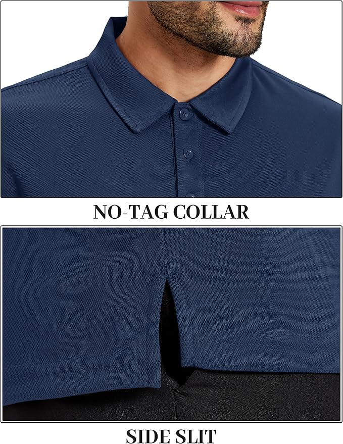 TACVASEN Mens Polo Shirts Short Sleeve Dry Fit Performance Breathable Golf Shirt with Collar Tennis Casual Business Work