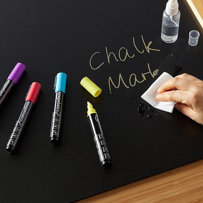 Amazon Basics Bullet/Chisel Reversible Tip Chalk Markers, Bold Point, 8-Pack, Bright Colors