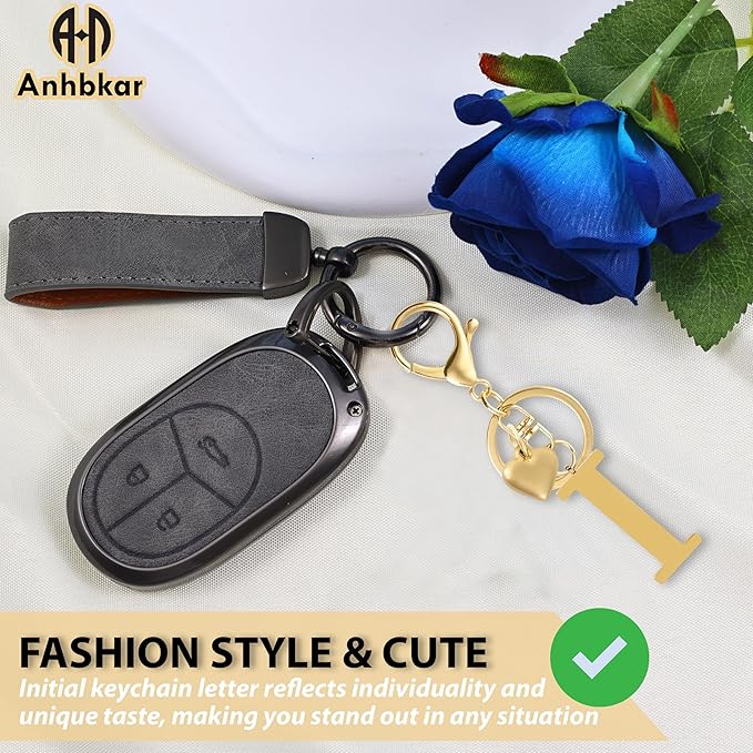 Metal Heart Alphabet Keychain for Women, Girls - Cute Initial Letter Accessories for Purse, Bag Charms and Backpack