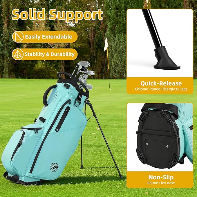 Golf Stand Bag 14 Way, Lightweight Golf Bags for Men Women with Stand, Padded Ergonomic Double Strap, Full Length Dividers, Multiple Pockets, Rain Hood