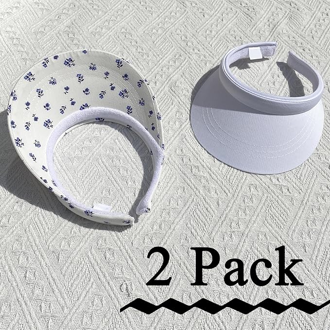 2 Pack Visor Women Men Sun Hat Clip On Visors Adjustable Sport Wide Brim Cap